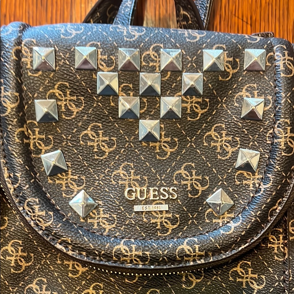 Guess Brown Backpack With Logo Pattern - image 2